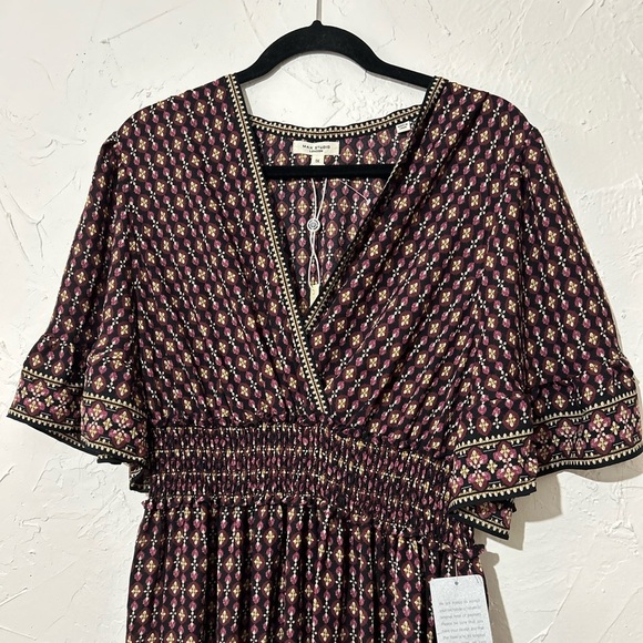 NWOT Max Studio Boho Print Short Sleeve V-Neck Maxi Dress in Purple/ Pink Sz 1X - Picture 4 of 11